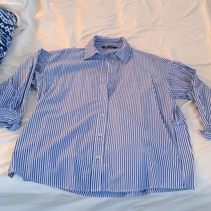 Zara oversized striped shirt